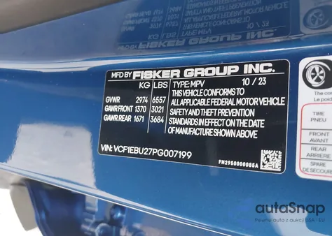 2023 Fisker Ocean Extreme из США, поврежденный, VIN VCF1EBU27PG007199